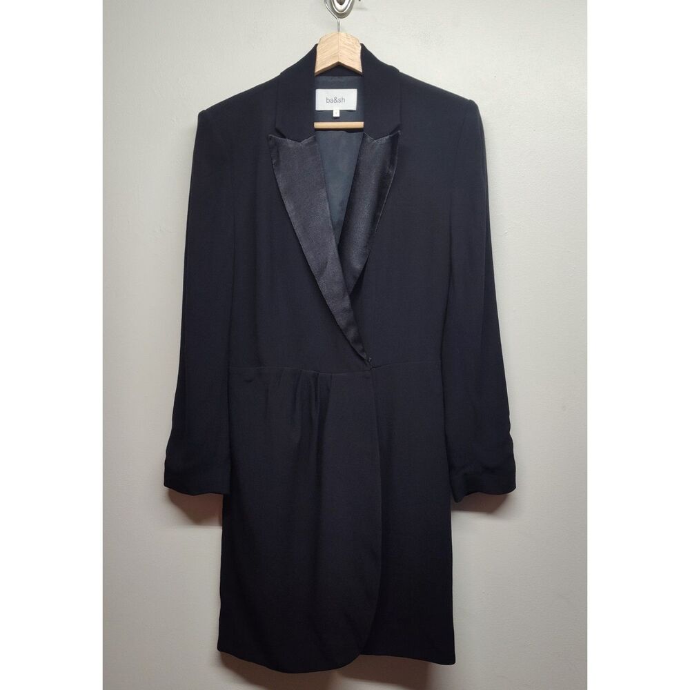 Ba&sh Robe Nael Tuxedo Dress Women Size 1 Black Long Sleeve New Sophisticated